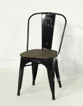Picture of TOLIX Replica Dining Chair with Rustic Elm Seat - Glossy White