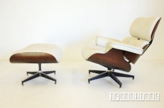 Picture of EAMES Lounge Chair Replica (Italian Leather) - White
