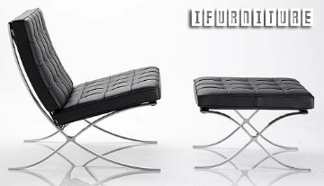 Picture of BARCELONA 100% Italian Leather Lounge Chair and Ottoman (Black)