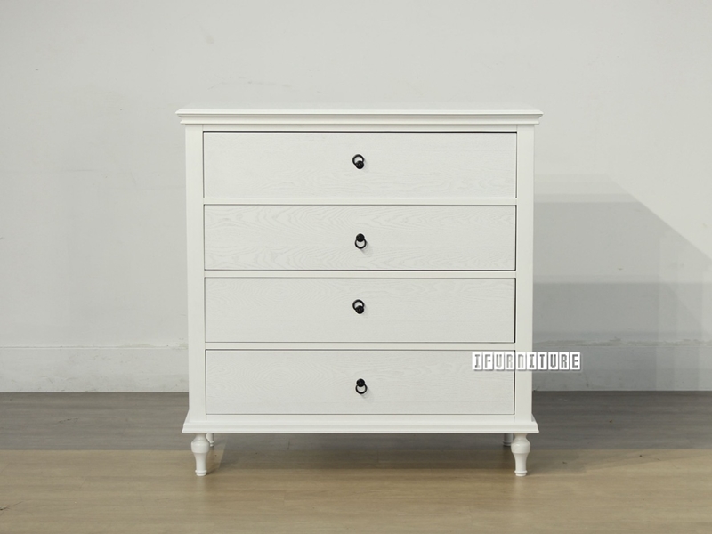 Picture of CAROLINE Ash Veneer 4 Drawer Tallboy *White