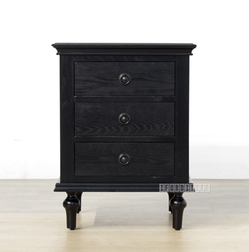 Picture of CAROLINE Ash Veneer 3 Drawer Bedside Table *Black