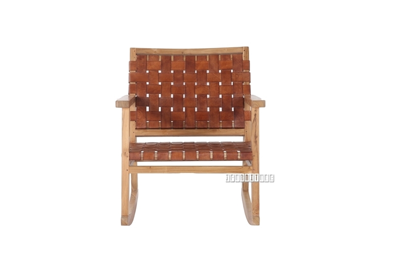 Picture of ROCKY Solid Teak Rocking ArmChair *Genuine Cowhide