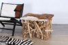 Picture of JAVEA Genuine Goathide & Solid Teak Wood Side Table 