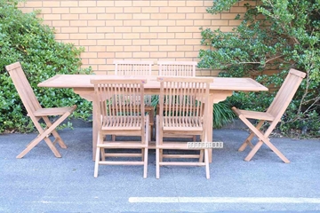 Picture of BALI SOLID TEAK  160/210 7PC EXTENSION DINING SET MODEL 010