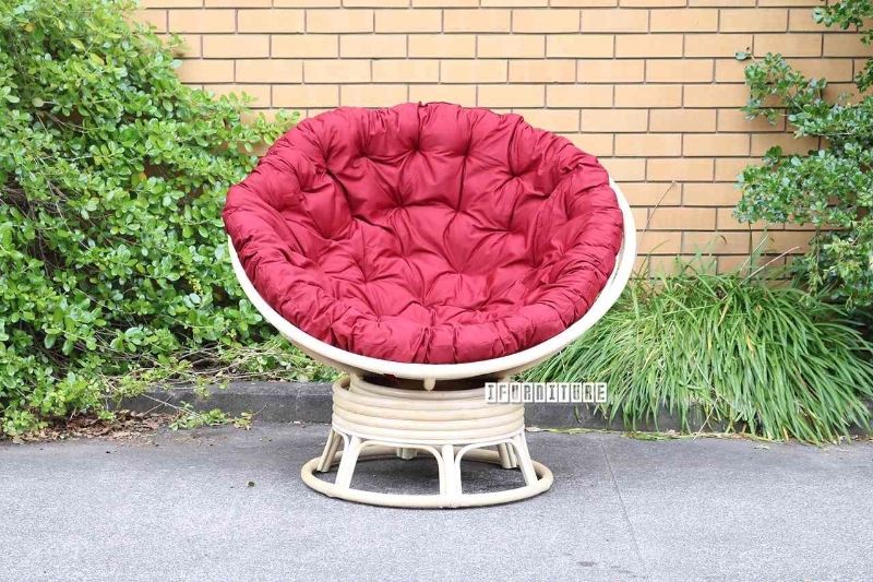 Picture of POD INDOOR-OUTDOOR DAY BED/ SWIRL & ROCKING CHAIR WITH RED CUSHION *REAL RATTAN