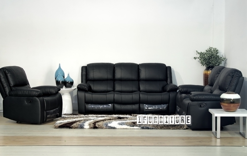 Picture of BRIGHTON  1+2+3 Reclining SOFA RANGE * DARK BROWN AIR LEATHER  - 1S+2S+3S COMBO