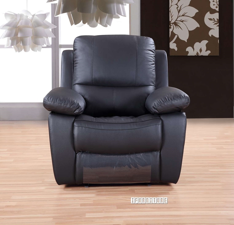 Picture of ABINGTON  1+2+3 Genuine Leather Reclining sofa Range - (Black) - Armchair - 1 Seater