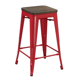 Picture of TOLIX Replica Bar Stool  Rustic Elm Seat *6 colors - red-25.5 Inches