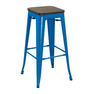 Picture of TOLIX Replica Bar Stool  Rustic Elm Seat *6 colors - Blue-29.5 Inches
