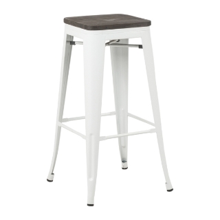 Picture of TOLIX Replica Bar Stool  Rustic Elm Seat *6 colors - White-29.5 Inches