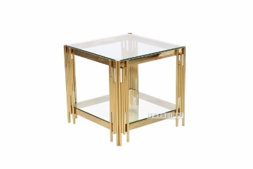 Picture of LELLA SQUARE CLEAR GLASS End TABLE * GOLD
