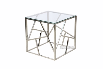 Picture of LELLA Square Clear Glass Side Table (Silver)