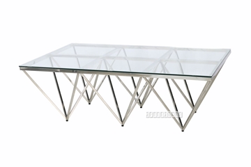 Picture of LELLA Rectangle Clear Glass Coffee Table (Angular Shaped) (Silver)