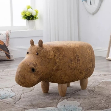 Picture of BIG Hardwood Ottoman (Yellow Hippo)