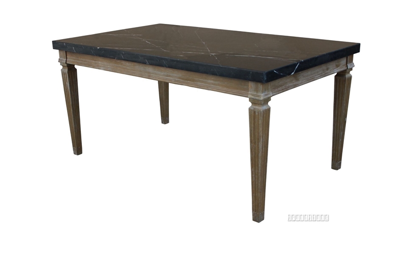 Picture of IMPERIAL 163 DINING TABLE * REAL BLACK MARBLETOP/SOLID WHITE WASH TIMBER IN