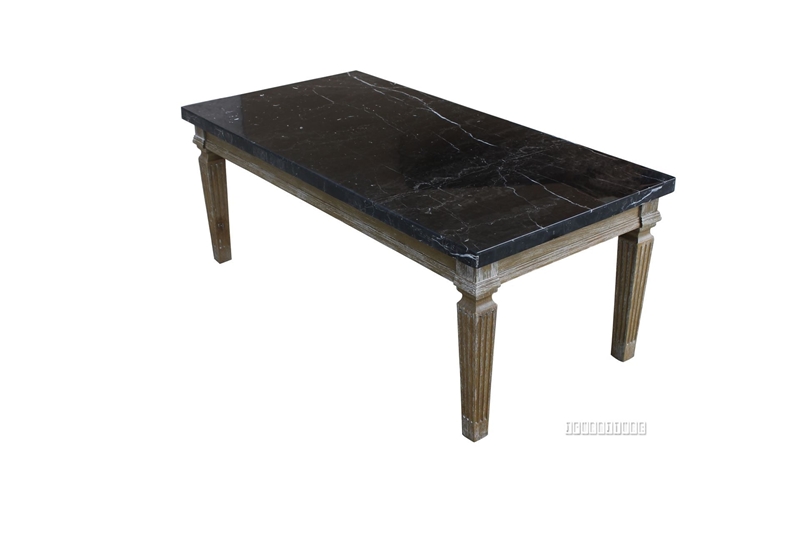 Picture of IMPERIAL COFFEE TABLE * REAL BLACK MARBLE TOP/WHITE WASH TIMBER