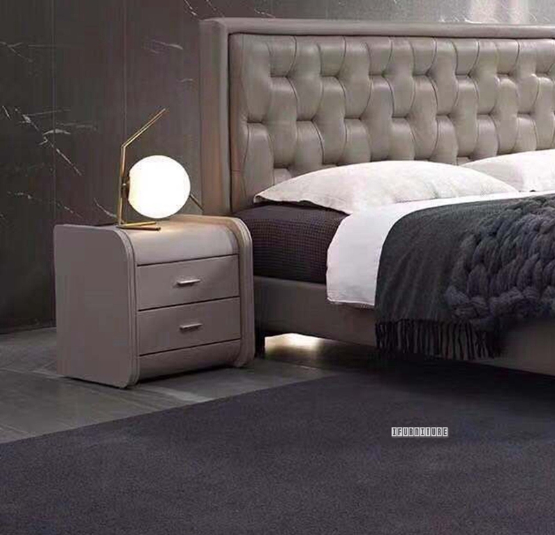 Picture of HUNTER 2DRW LEATHER BEDSIDE TABLE