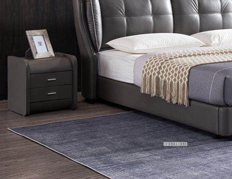 Picture of PAULAS 2DRW LEATHER BEDSIDE TABLE