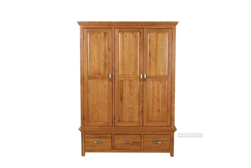 Picture of (FINAL SALE)NOTTINGHAM 3DOOR 3DRW WARDROBE *SOLID OAK