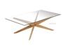 Picture of PARIS CROSS LEGS RECTANGULAR GLASS COFFEE TABLE *SOLID OAK LEGS