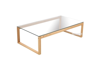 Picture of PARIS RECTANGULAR GLASS COFFEE TABLE *SOLID OAK LEGS