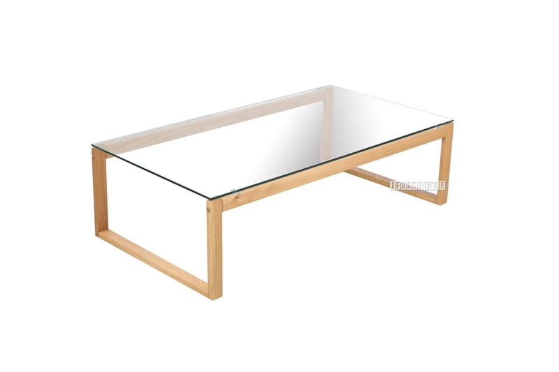Picture of PARIS RECTANGULAR GLASS COFFEE TABLE *SOLID OAK LEGS