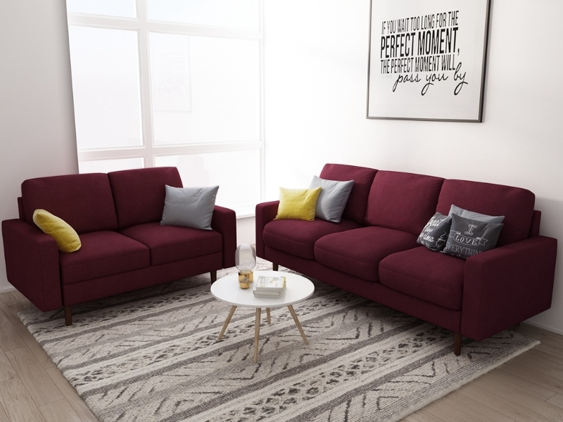 Picture of GRIMSBY 3+2 Sofa Range (Burgundy) - 3 + 2 Combo