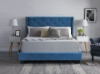 Picture of Ely Upholstered Platform Bed in queen/king (Blue Velvet) - Queen