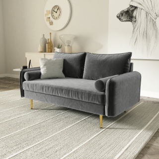 Picture of MARYJANET Velvet Sofa Range (Gray) - 3 Seater (Sofa)