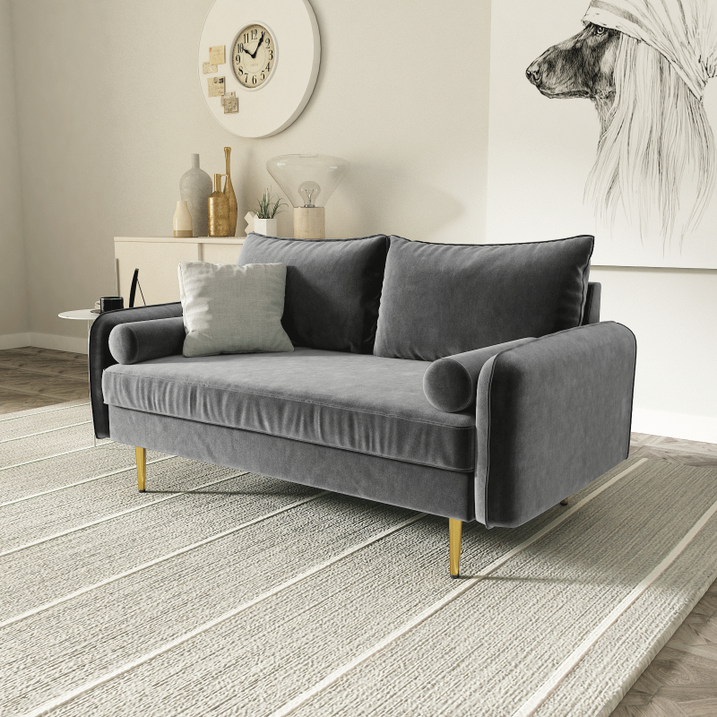Picture of MARYJANET Velvet Sofa Range (Gray) - 3 Seater (Sofa)