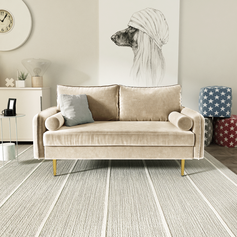 Picture of MARYJANET Velvet Sofa Range (Beige) - 2 Seater (Loveseat)