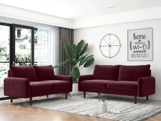 Picture of KAISON Sofa Range (Burgundy) - Loveseat + Sofa Set