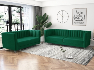 Picture of MISHTI Velvet Sofa Range (Green) - Loveseat + Sofa Set