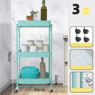 Picture of KELLY 3-TIER Foldable Rolling Cart in 4 Colors - Green
