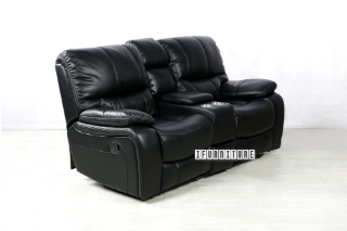 Picture of PASADENA Reclining Sofa Range in  Grey And Black *Air Leather - Single Recliner with Rocker (1R)-Black