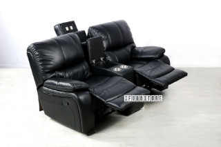 Picture of PASADENA Reclining Sofa Range in  Grey And Black *Air Leather - Sofa (3RR) with Drop Down Console-Black