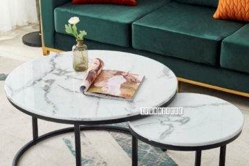 Picture of ORMAN Marble Top Nesting Coffee Table (Black)