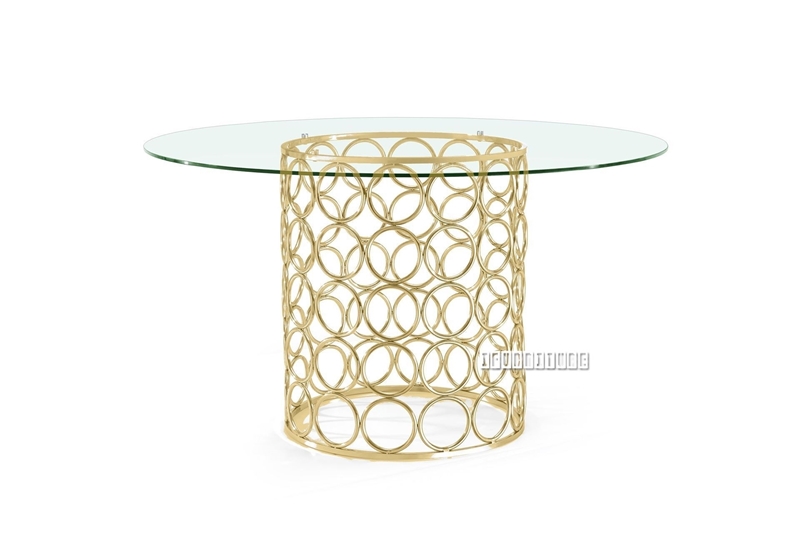 Picture of MARCANO GLASS TOP DINING TABLE *GOLD STAINLESS STEEL FRAME