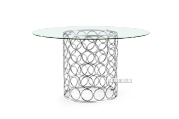 Picture of MARCANO 140 Glass Top Round 5PC Dining Set (Silver Stainless Steel Frame)