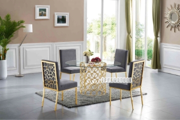 Picture of MARCANO 140 Glass Top Round 5PC Dining Set (Gold Stainless Steel Frame)