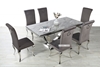 Picture of NUCCIO 180 MARBLE TOP STAINLESS 7PC DINING SET *DARK GREY VELVET