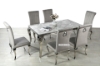 Picture of AITKEN 160 Marble Top Stainless 7PC Dining Set- Dark Grey