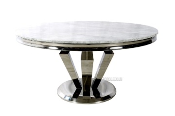 Picture of NUCCIO 59" Marble Top Stainless Round Dining Table in 2 Colors - Light Gray