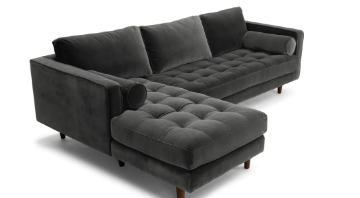 Picture of FAVERSHAM Velvet Sectional Sofa (Gray) - Facing Left