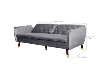 Picture of ARTHUR 3 SEATER SOFA BED *GREY VELVET