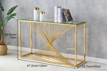 Picture of AUGUSTA Rectangle Clear Glass Hall/Console Table (Gold)
