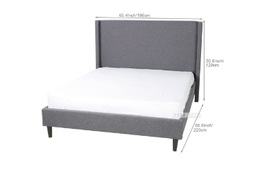 Picture of POOLE Upholstered Bed Frame in Double/Queen/King Size (Dark Grey)