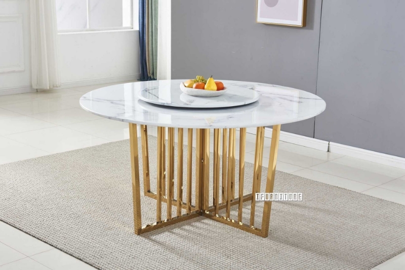 Picture of (Open Box) MARBELLO 140 ROUND MARBLE Top Stainless Steel Dining Table (GOLD)