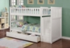 Picture of JENAFIR Twin Over Twin Bunk Bed (White) - Bed Frame with Trundle Storage Drawer