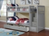 Picture of JENAFIR Twin Over Twin Bunk Bed (Grey) - Bed Frame with Trundle Storage Drawer